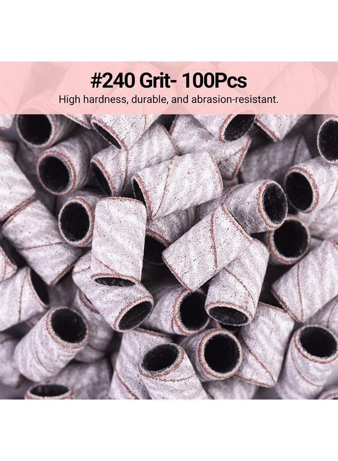 MelodySusie 100 Pcs Nail Drill Bits Sanding Bands for Nail Drill 240 Extreme Fine Grit Nail File Sanding Bands for Acrylic Nails Gel Manicures and Pedicure - Image 2