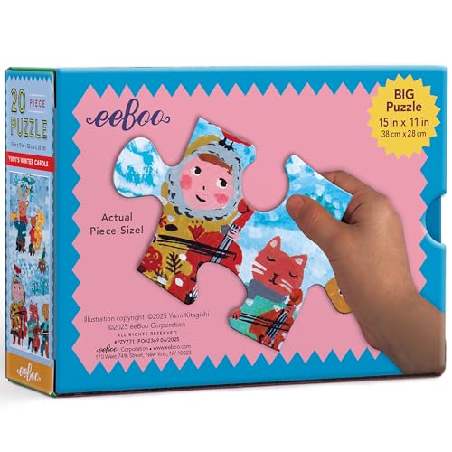 eeBoo 20 Piece Giant Floor Puzzle Yumis Winter Carols Childrens Puzzle Holiday Themed Large Pieces for Small Hands to Develop Motor Skills - Image 5