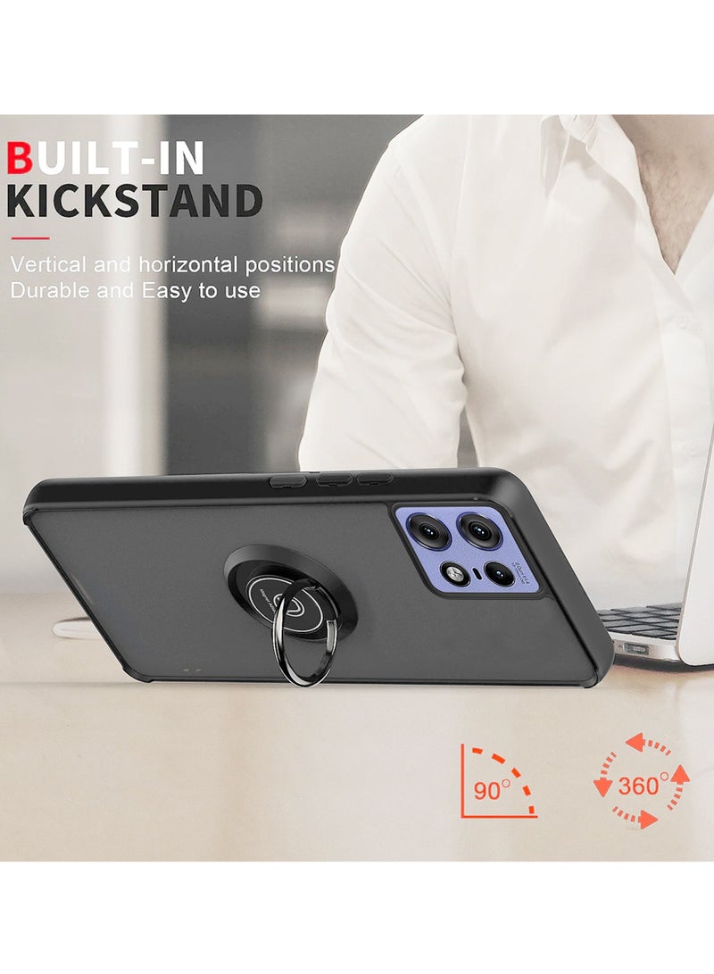 دبليو تيك قبضة إصبع مغناطيسية مع مسند حلقي مع غطاء حديد مدمج لهاتف موتورولا إيدج 50 برو 5 جي 2024 أسود - Image 5