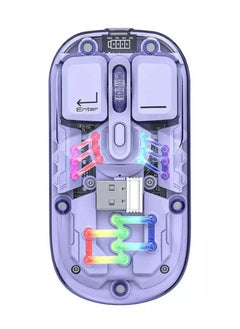 Forev Transparent Wireless Dual-Mode RGB Bluetooth Mouse Ergonomic Universal Hots Adjustable to 1600dpi / FV-T7 purple  - Image 1