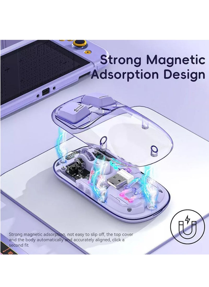 Forev - Transparent Wireless Dual-Mode RGB Bluetooth Mouse Ergonomic Universal Hots Adjustable to 1600dpi / FV-T7 purple - Image 1
