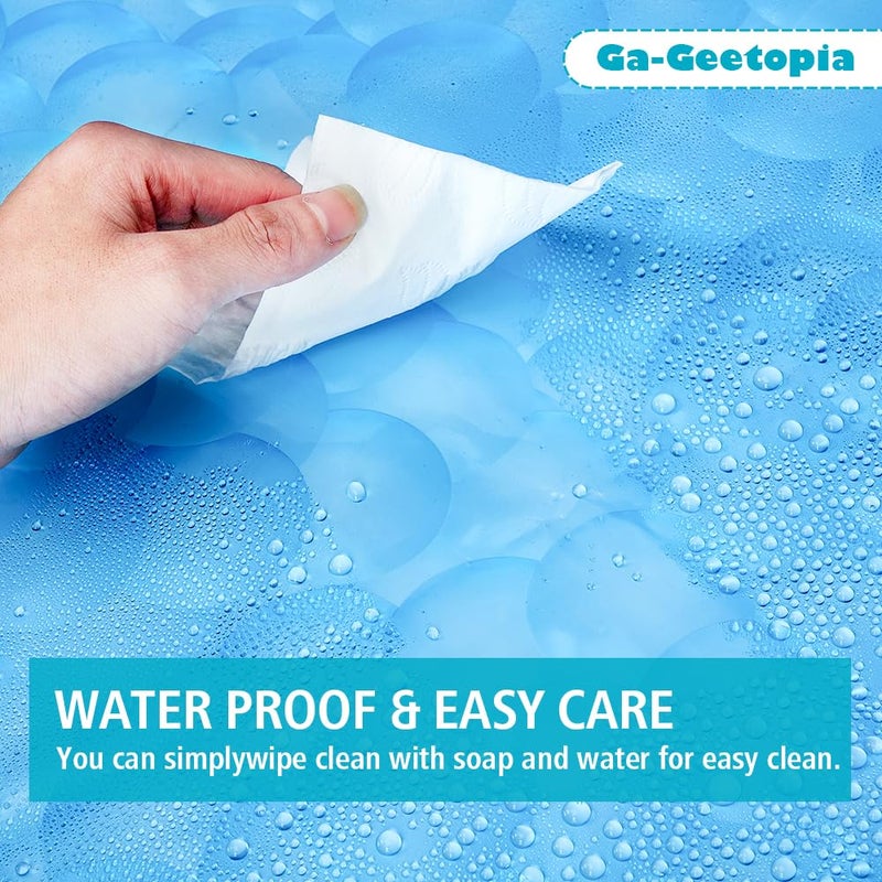 Ga-Geetopia EVA 3D Blue Pearl Water Cube Plastic Shower Curtain Liner - Premium Light Weight 72" x 72" Blue Bathroom Shower Showroom Curtain Liner with Rustproof Metal Gromments and Weighted Magnet - Image 4