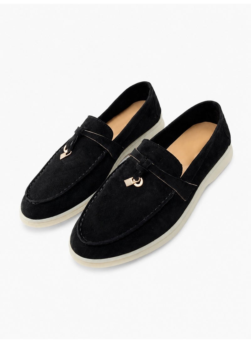 Suede Loafers Men Fashion Design Flats Summer Walk Loafers Genuine Leather Slip On Round Toe Soft Flats Casual Shoes Size 46 - Image 1