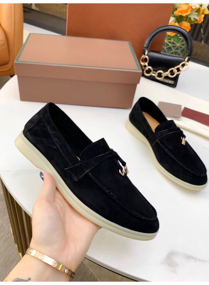 Suede Loafers Men Fashion Design Flats Summer Walk Loafers Genuine Leather Slip On Round Toe Soft Flats Casual Shoes Size 46 - Image 2