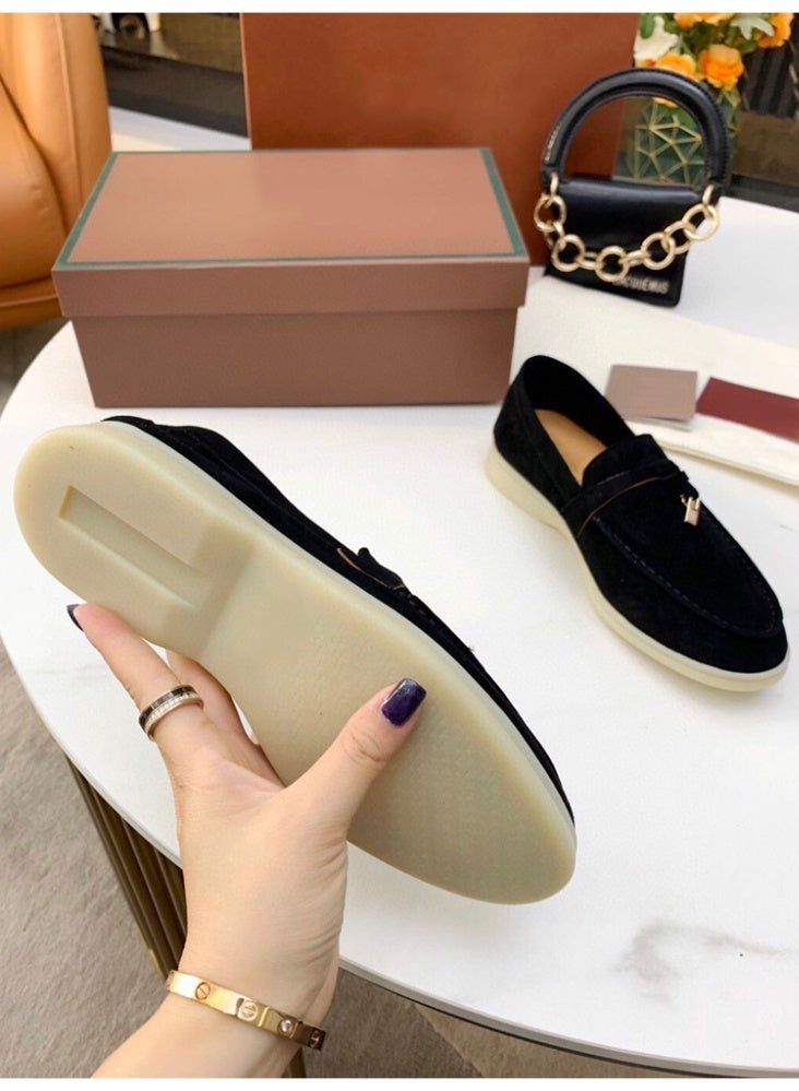 Suede Loafers Men Fashion Design Flats Summer Walk Loafers Genuine Leather Slip On Round Toe Soft Flats Casual Shoes Size 46 - Image 3