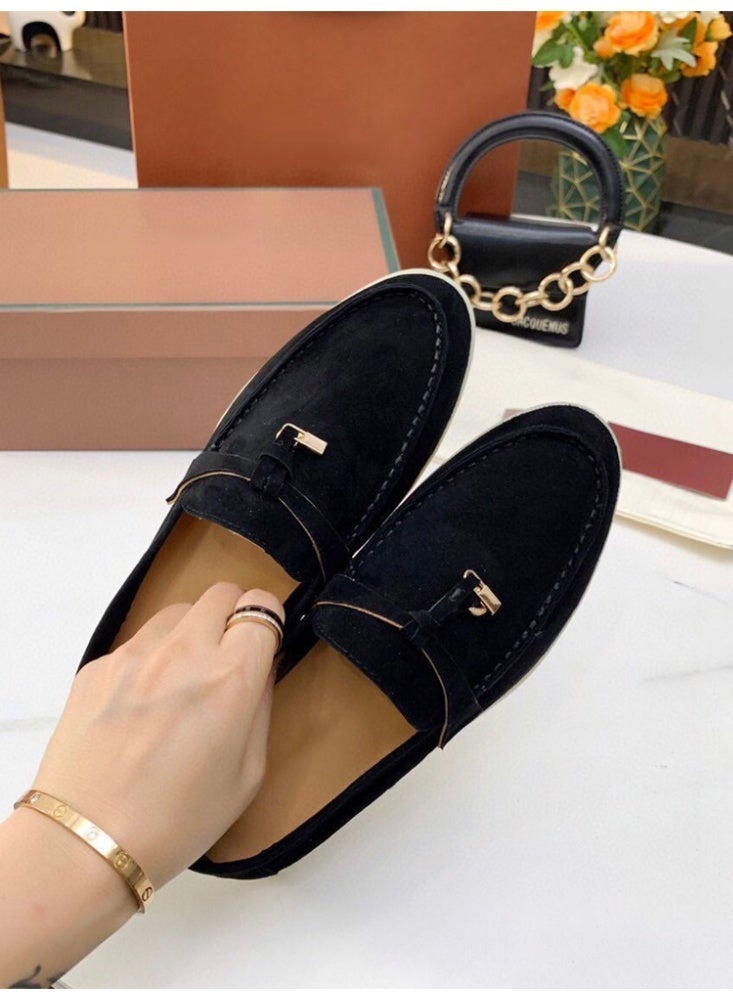 Suede Loafers Men Fashion Design Flats Summer Walk Loafers Genuine Leather Slip On Round Toe Soft Flats Casual Shoes Size 46 - Image 4