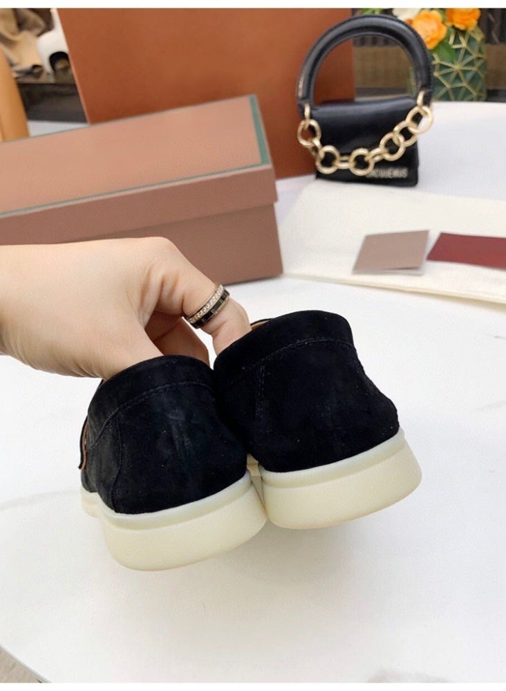 Suede Loafers Men Fashion Design Flats Summer Walk Loafers Genuine Leather Slip On Round Toe Soft Flats Casual Shoes Size 46 - Image 5