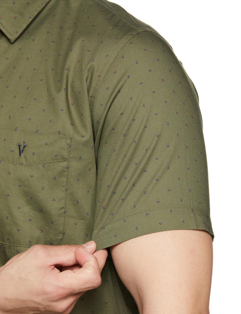 Van Heusen Men Olive Slim Fit Print Half Sleeves Casual Shirt - Image 4