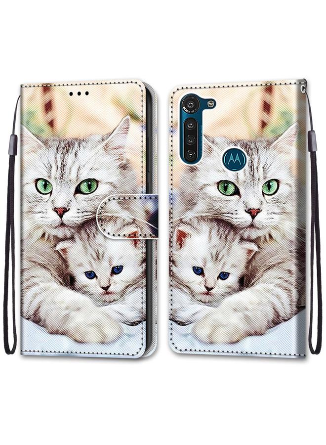 اس-توب جراب لهاتف Motorola Moto G8 Power، جراب من جلد البولي يوريثان قابل للطي أفقيًا، مزين برسومات متقاطعة ملونة، مع حامل وفتحات للبطاقات ومحفظة وحبل تعليق - Image 2