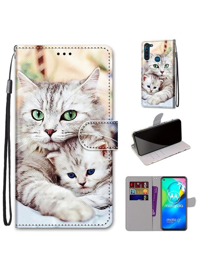 اس-توب جراب لهاتف Motorola Moto G8 Power، جراب من جلد البولي يوريثان قابل للطي أفقيًا، مزين برسومات متقاطعة ملونة، مع حامل وفتحات للبطاقات ومحفظة وحبل تعليق - Image 1