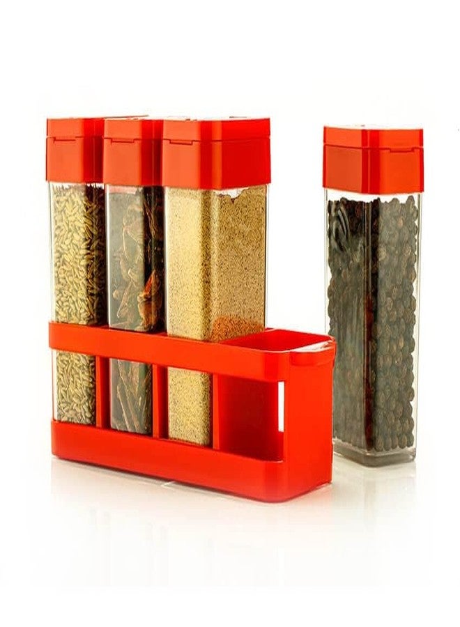 Touchcart Multipurpose 4 Pcs Spice Rack & Masala Box Set Airtight Condiment Containers with Black Flip Lids & Organizer Tray Kitchen Storage Solution for Spices, Herbs, Dry Fruits & More Multi - Image 4