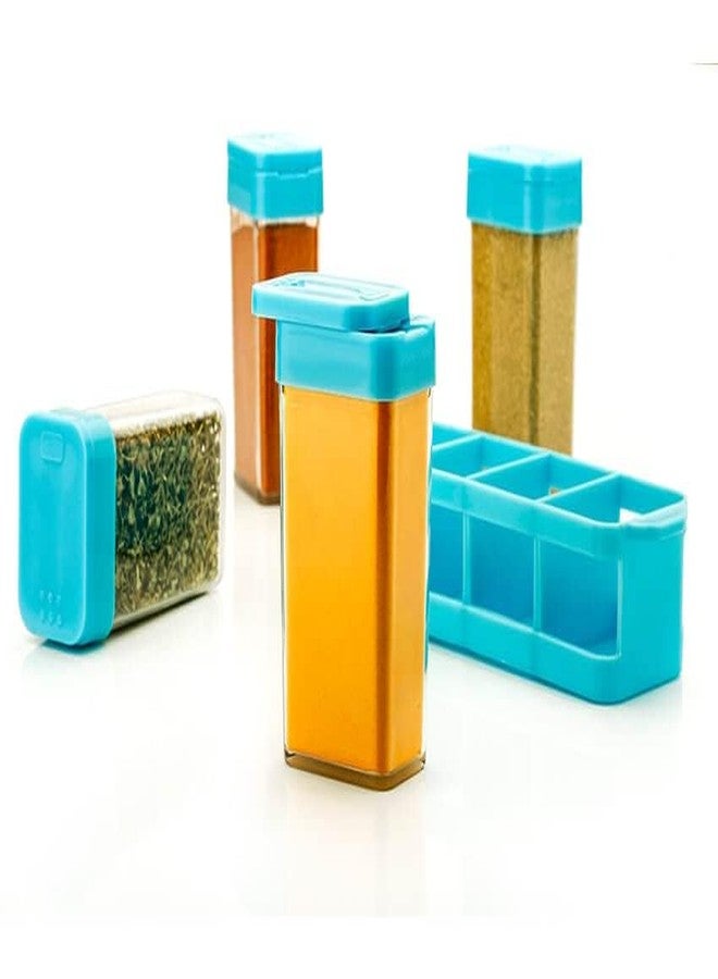 Touchcart Multipurpose 4 Pcs Spice Rack & Masala Box Set Airtight Condiment Containers with Black Flip Lids & Organizer Tray Kitchen Storage Solution for Spices, Herbs, Dry Fruits & More Multi - Image 3
