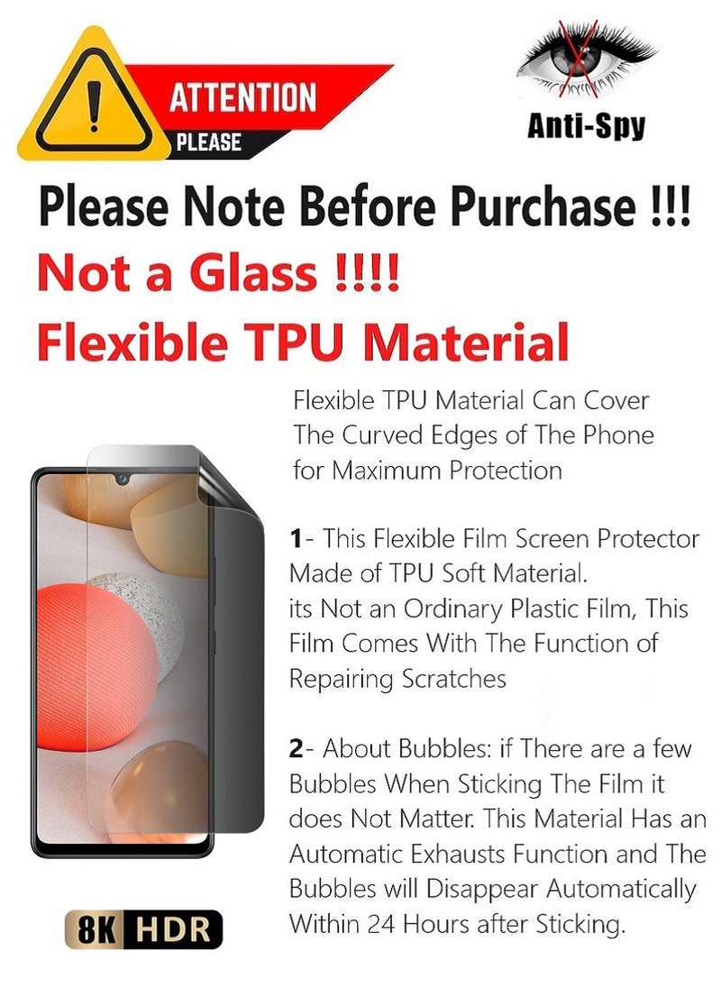 Unipha Flexible TPU Anti-Spy Privacy Screen Protector Designed For Samsung Galaxy A42 5G Self Healing Unbreakable HD Film - Image 2