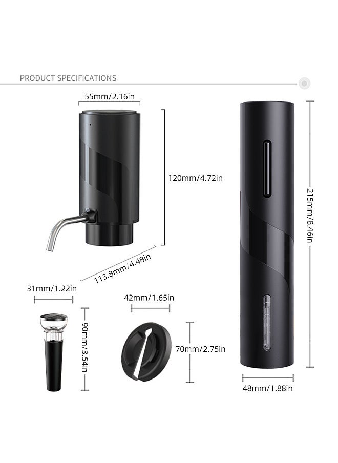 Generic Electric Wine Opener 4-in-1 Set with Bottle Opener, Wine Decanter with Aerator, Foil Cutter and Vacuum Wine Stopper USB Rechargeable Cordless Automatic Wine Accessories  - Image 5