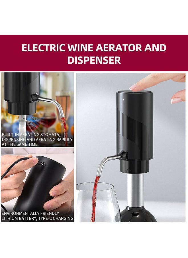 Generic Electric Wine Opener 4-in-1 Set with Bottle Opener, Wine Decanter with Aerator, Foil Cutter and Vacuum Wine Stopper USB Rechargeable Cordless Automatic Wine Accessories  - Image 3