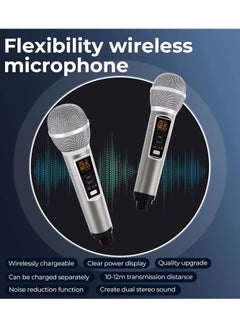 SDRD S39 Pro Portable Bluetooth Speaker With 2 Microphones UHF Wireless Karaoke Machine For Adults And Kids Speaker System With Gradual Colorful LED Lights For Home Party  - Image 3