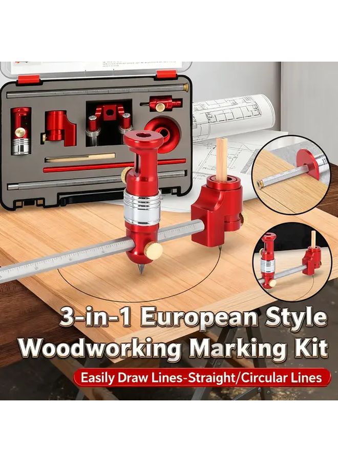 Multifunctional Line Drawing Tool Heavy Duty Woodworking Marking Kit With Adjustable Guide Rail - Image 2