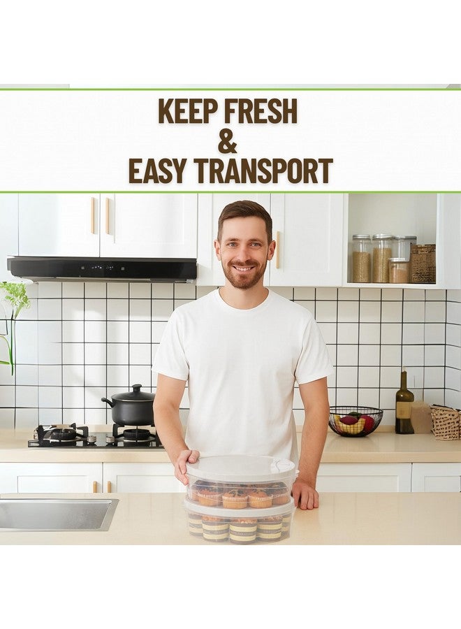 Evelots 4-Pack 10-Inch Airtight Food Storage Container with Lid - Portable Carrier for Pies, Cakes, Cupcakes & More - BPA-Free Clear Plastic - Secure & Easy Transport - Image 3