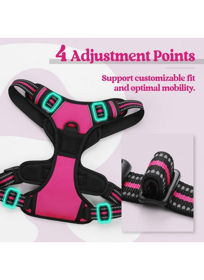 Rabbitgoo rabbitgoo Dog Harness No Pull with 2 Leash Clips, Adjustable Soft Padded, Reflective Oxford No Choke Pet Vest with Easy Control Handle for Large Dogs, Hot Pink, L  - Image 3