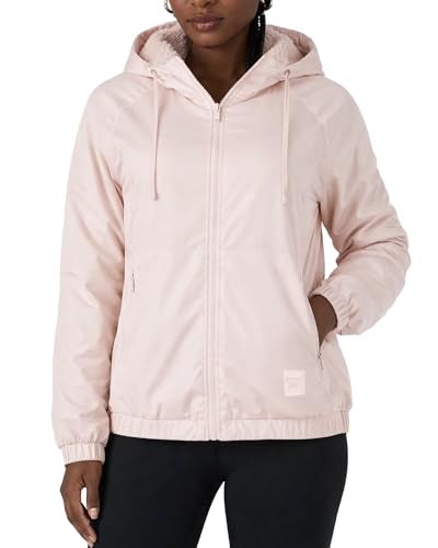 Reebok Womens Windbreaker Jacket - Water and Wind Resistant Midweight Cozy Sherpa Fleece Insulated Softshell Jacket for Women, Size Large, Powder Pink - Image 2