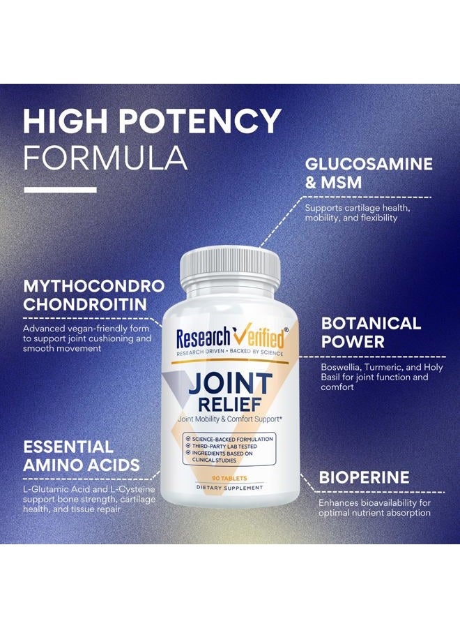 research verified Joint Support - 100% Natural Glucosamine, MSM, Turmeric, Boswellia, BioPerine - Vegan - 90 Capsules -1 Month Supply - Image 3