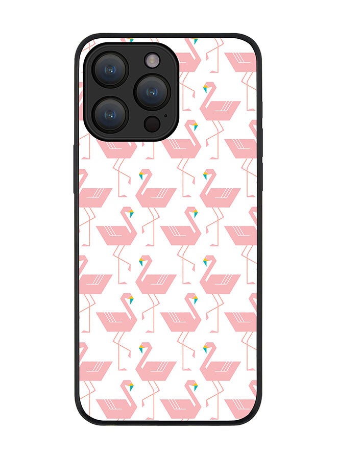 Stylizedd Cover for iPhone 15 Pro Case Rugged Black Slim fit Soft Flexible Anti Drop TPU Gel Thin Protective Phone Cases - Feminine Flamingos - Image 1