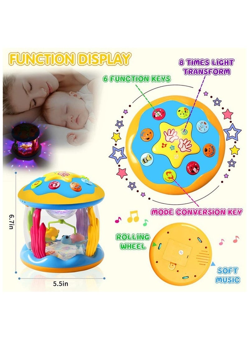 Baby Toys 6 to 12 Months Musical Light Up Tummy Time Infant Toys 12-18 Months Crawling Toys Ocean Rotating Projector Baby Gifts for 1 2 3 Year Old Boy Girl Birthday Toddlers Kids - Image 4