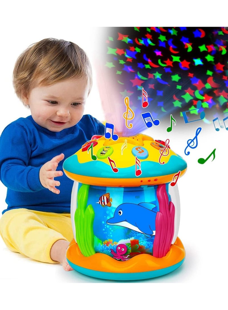 Baby Toys 6 to 12 Months Musical Light Up Tummy Time Infant Toys 12-18 Months Crawling Toys Ocean Rotating Projector Baby Gifts for 1 2 3 Year Old Boy Girl Birthday Toddlers Kids - Image 1