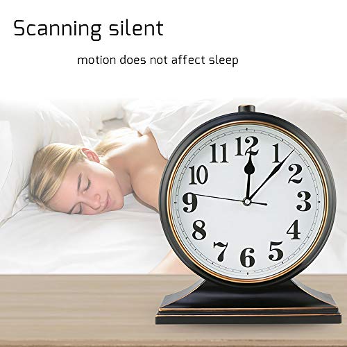 Beesealy Silent Desk Clock - European Style Retro Clock with 10 Inch Dial, Easy to Read for Living Room or Bedroom - Image 2