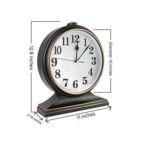 Beesealy Silent Desk Clock - European Style Retro Clock with 10 Inch Dial, Easy to Read for Living Room or Bedroom - Image 3