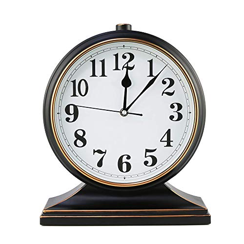 Beesealy Silent Desk Clock - European Style Retro Clock with 10 Inch Dial, Easy to Read for Living Room or Bedroom - Image 1
