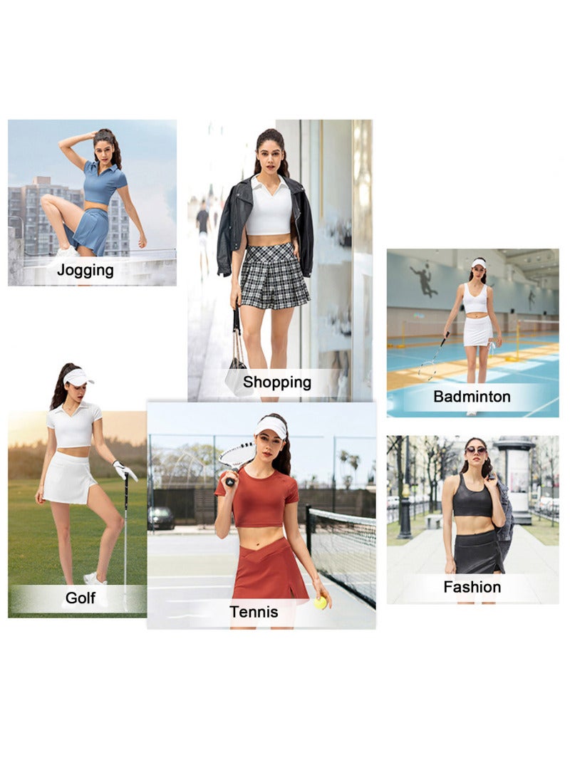 Stretchy A-Line Mini Skirt - Medium White 2-Layer Design With Side Pocket, Shorts Liner, Elastic Waist For Tennis Golf Badminton Sporty Activities - Image 4