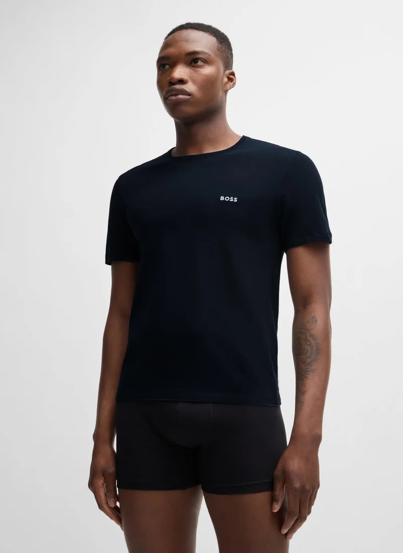 BOSS Three-pack of cotton underwear T-shirts with embroidered logos