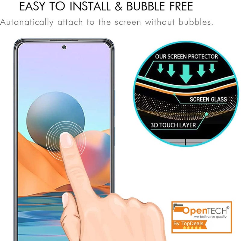 OpenTech ® Military-Grade Tempered Glass Screen Protector for Redmi Note 9 Pro / Note 9 Pro Max / Note 10 Pro / Note 10 Pro Max / K40 / K40 Pro / K40 Pro Plus / 11x / 11x Pro / POCO F3 with Edge to Edge Coverage and Easy Installation kit - Image 4