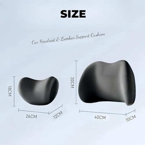 SELLFUN Cars Necks & Lumbar Pain Relief Pillow, 100% Memory Foam Car Seat Head Rest Pillows Necks Support, Neck Pain Relief Pillows for Car & Office, car Gift, (Gray, Pack of 1) - Image 2