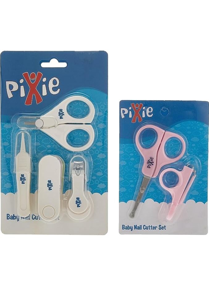 Pixie Baby Nail Cutter Set + & Scissors, Pink, Pack of 2 - Image 1