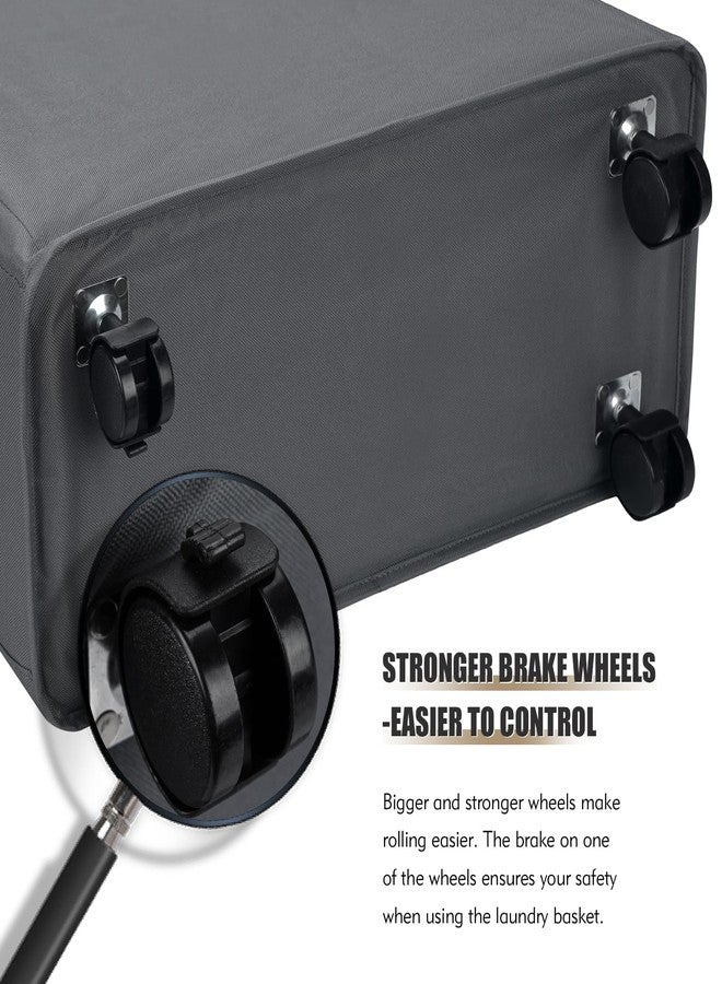 DOKEHOM 25-Inches Slim Laundry Basket on Wheels, Collapsible Rolling Laundry Hamper, Foldable Narrow Corner Clothes Storage Bins (Dark Grey) - Image 5