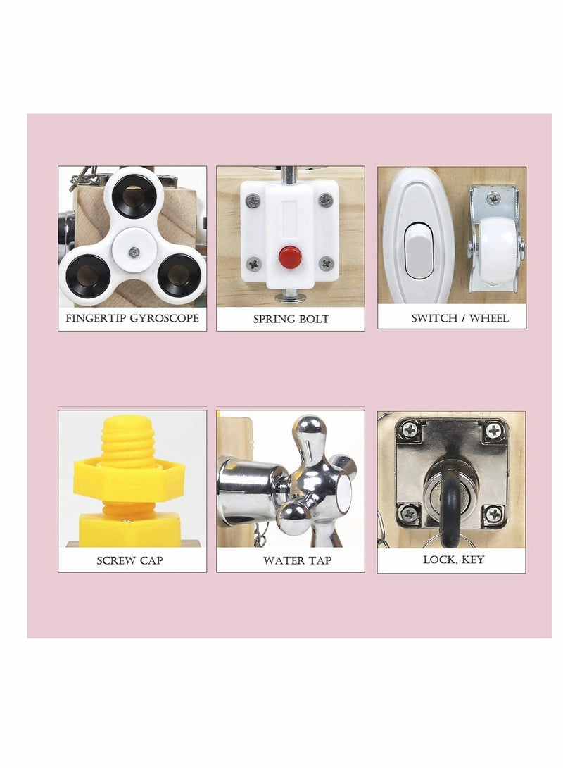 مكعب نشاط مشغول للسفر للأطفال الصغار والأطفال والرضع لوحة مشغولة لعبة خشبية مصنفة لعبة مونتيسوري لتعلم المهارات الأساسية للحياة - Image 5