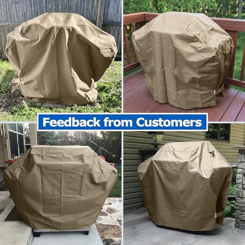SunPatio Grill Cover 48 Inch for Outdoor Grill, Heavy Duty BBQ Cover with Waterproof Sealed Seam, FadeStop Material, All Weather Resistant Compatible for Weber CharBroil Nexgrill and More, Taupe - Image 4