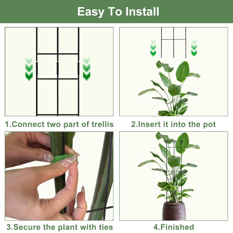 Coomin 2 Pack 32in Monstera Plant Support Stakes for Indoor Plants, Stackable Garden Trellis for Climbing Plants Outdoor, Metal Plant Climber Support for Pothos Philodendron Vine - Image 5