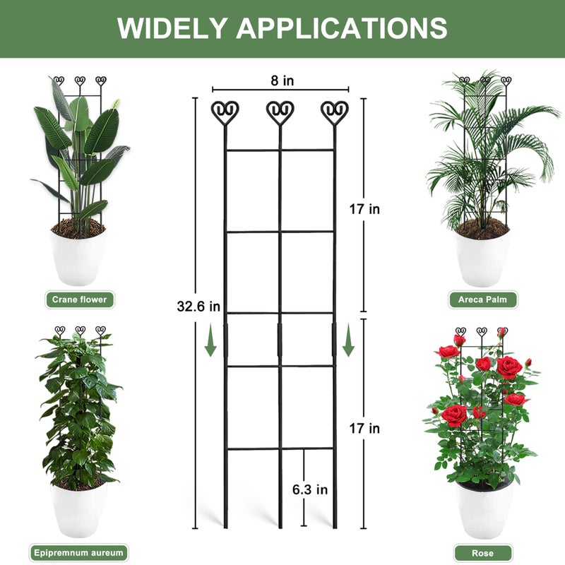 Coomin 2 Pack 32in Monstera Plant Support Stakes for Indoor Plants, Stackable Garden Trellis for Climbing Plants Outdoor, Metal Plant Climber Support for Pothos Philodendron Vine - Image 2