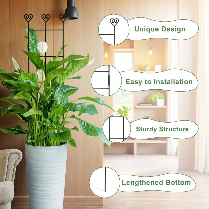 Coomin 2 Pack 32in Monstera Plant Support Stakes for Indoor Plants, Stackable Garden Trellis for Climbing Plants Outdoor, Metal Plant Climber Support for Pothos Philodendron Vine - Image 3