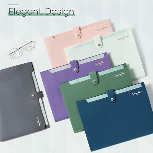 Sooez Elegant Accordion File Organizer with Labels 8 Pocket Expanding File Folder Portable Folders for Documents Cute Paper Organizer for School Office Supplies Letter Size Blush - Image 3