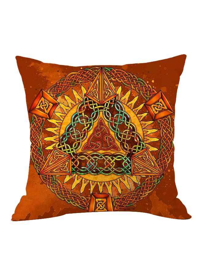 NIBEMINENT Chinese Style Art Printed Cushion Cover Brown/Green/Yellow 45x45cm