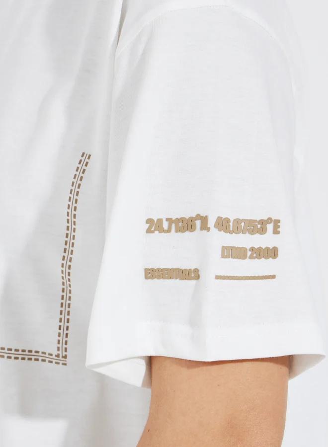 Styli Styli Jersey Fabric Overlock Stitch Detail T-Shirt