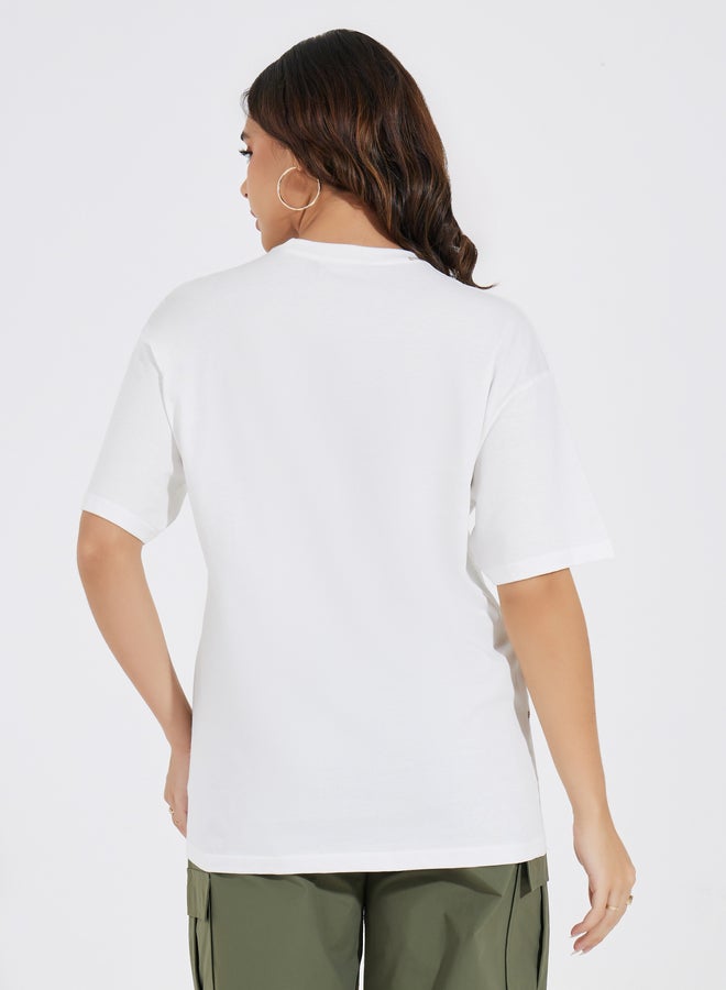 Styli Styli Jersey Fabric Overlock Stitch Detail T-Shirt  - Image 5