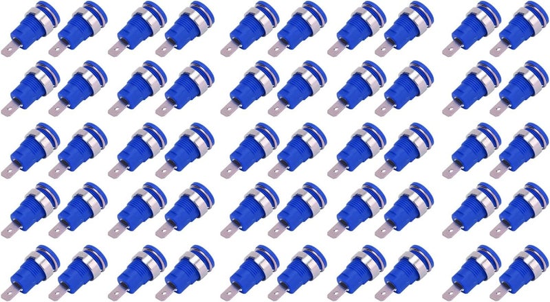 50Pcs 4mm Banana Socket Gold Plated High Current Discharge Electrical Test Accessories Red Copper Material Long Service Life Stable Connection for Electronics Engineers DIY (Blue) - Image 1