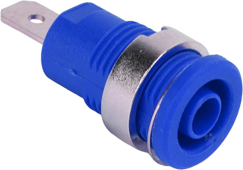 50Pcs 4mm Banana Socket Gold Plated High Current Discharge Electrical Test Accessories Red Copper Material Long Service Life Stable Connection for Electronics Engineers DIY (Blue) - Image 3