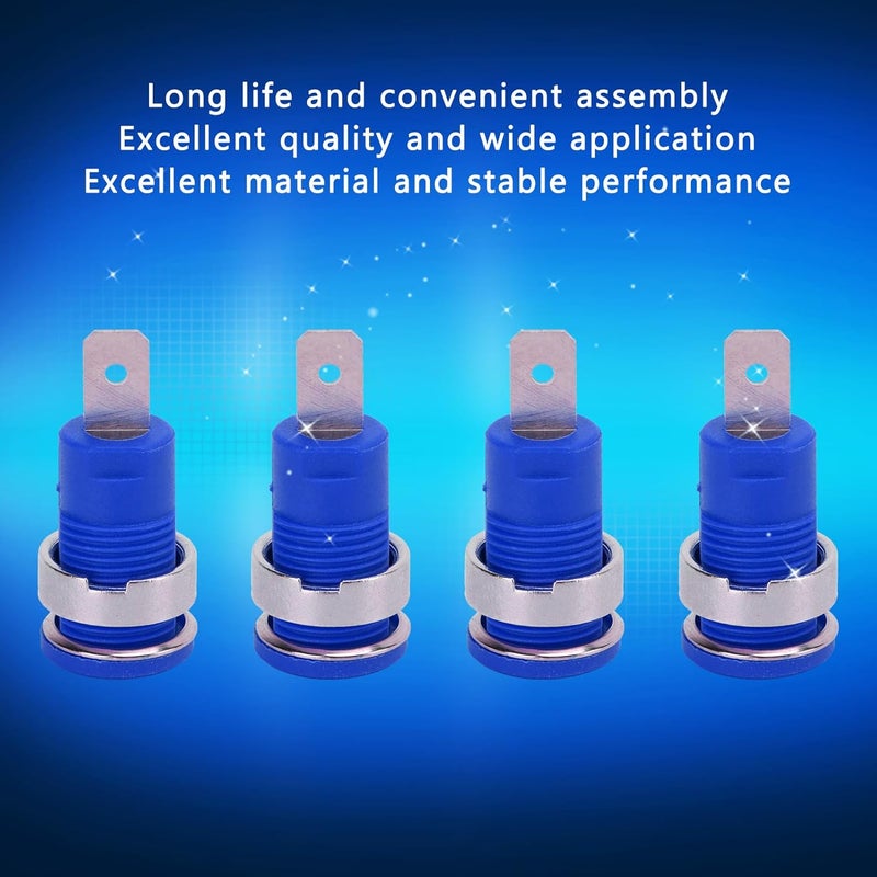 50Pcs 4mm Banana Socket Gold Plated High Current Discharge Electrical Test Accessories Red Copper Material Long Service Life Stable Connection for Electronics Engineers DIY (Blue) - Image 4
