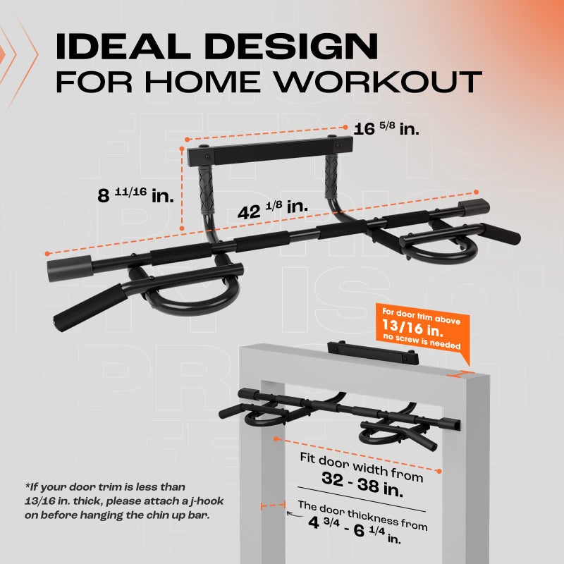 Yes4All Door Pull Up Bar, Heavy Duty Hanging Bar, Pull Up Bar for Doorway, Supports up to 300 lb, Multi-Grip Foam Handles, Fits 30" to 38" Door Frames, Easy Installation for Home Gym Use, Black - Image 5